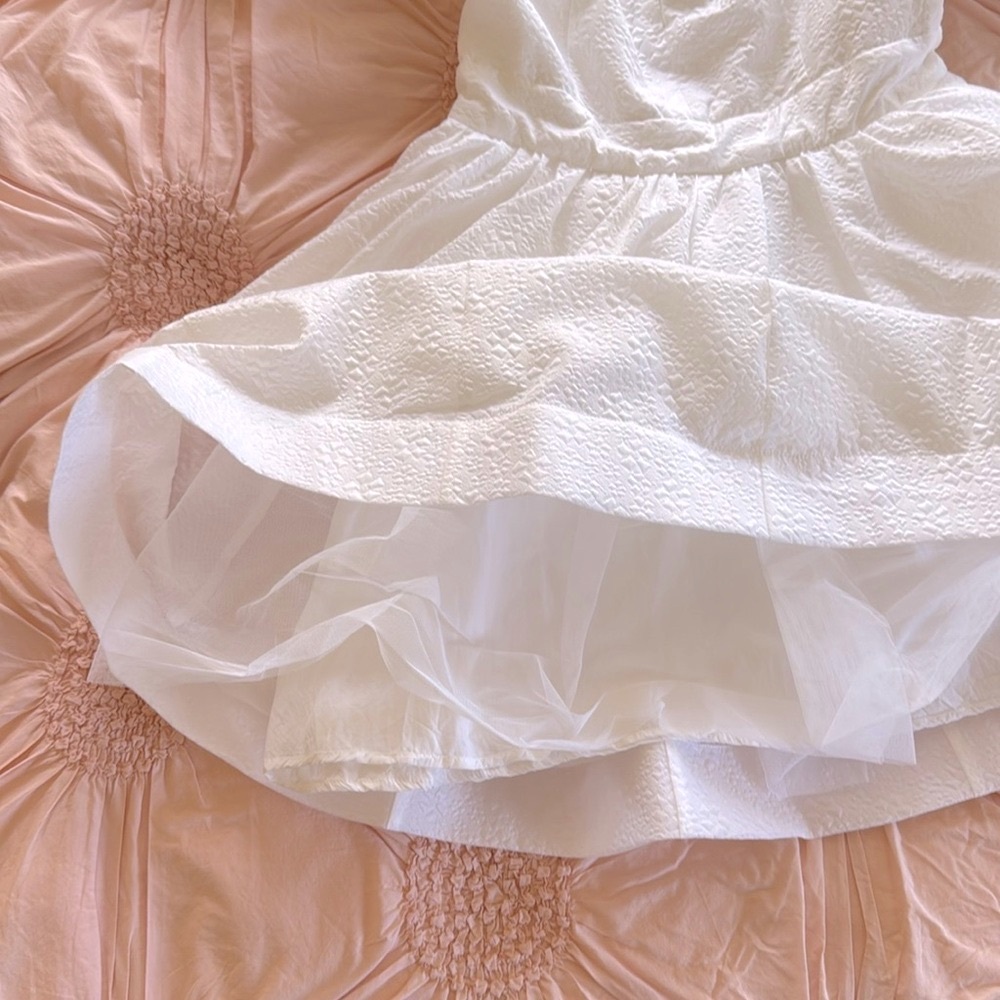 BHLDN Chloe Puff-Sleeve Square-Neck Jacquard Mini Dress - Picture 12 of 15